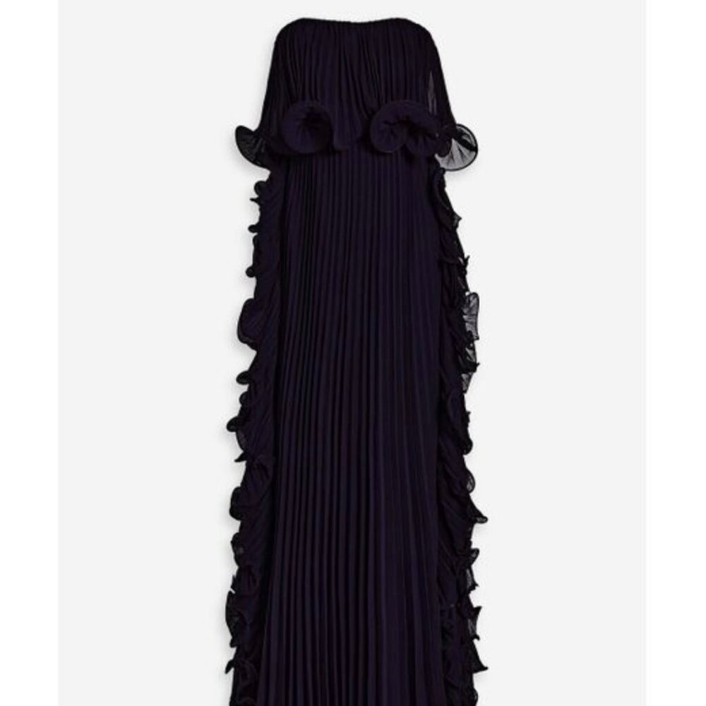 BADGLEY MISCHKA - Strapless ruffled pleated chiffon gown